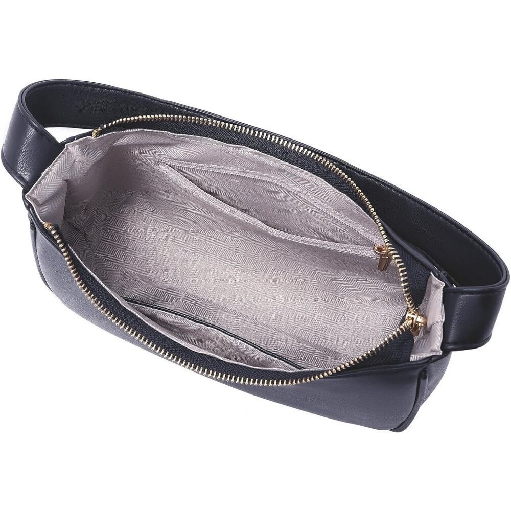 Women’s Dark blue Cute Hobo Tote Handbag Mini Clutch Purse with Zipper Closure - Picture 5 of 6